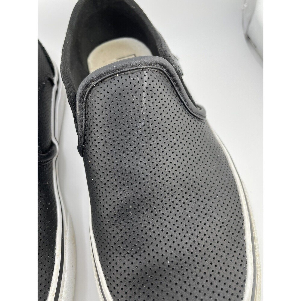 Vans Classic Slip-On Leather Black Skateboarding Shoes Womens Size 6 #508731 - Picture 2 of 7